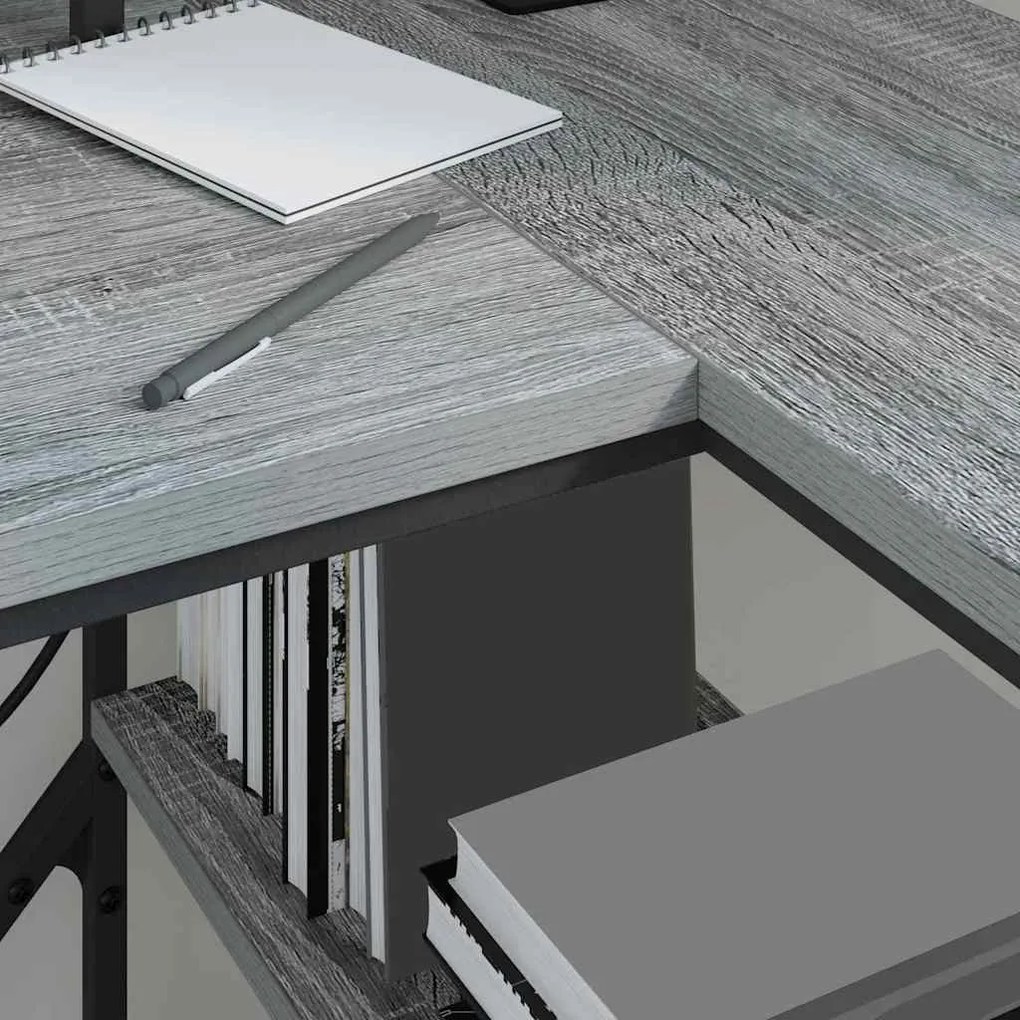 vidaXL Γραφείο Γκρι sonoma 120 x 79 x 86.5 εκ. Επεξεργασμένο ξύλο