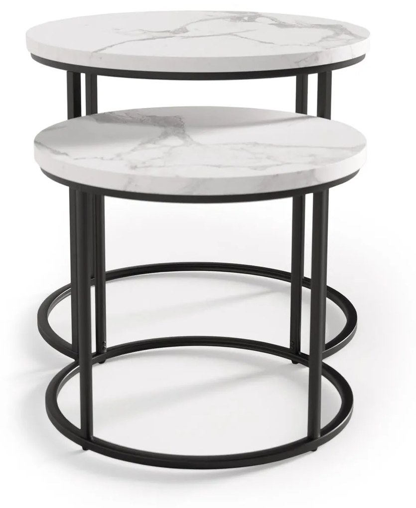 OREO set of two c. tables - white marble / black DIOMMI V-CH-OREO-LAW-BIAŁY_MARMUR