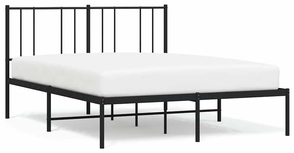 vidaXL Πλαίσιο Κρεβατιού με Κεφαλάρι Μαύρο 150 x 200 εκ. Μεταλλικό