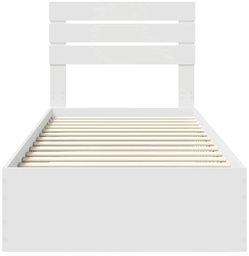 vidaXL Σκελετός Κρεβατιού με συρτάρι Άσπρο και Ασημί 75 x 190 cm