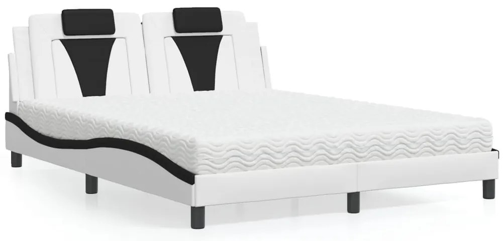 Κρεβάτι Viana με Στρώμα Μαύρο/Λευκό 160x200 εκ. από Συνθετικό Δέρμα