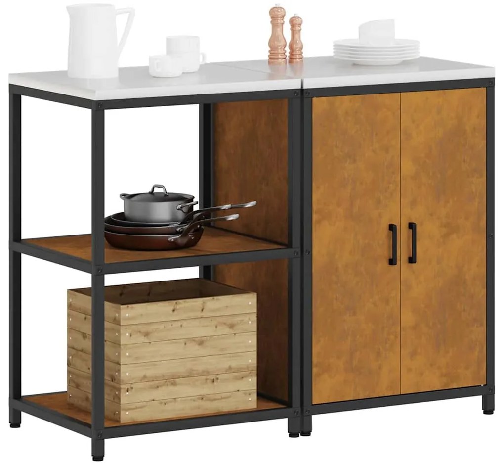 vidaXL Σετ Αποθήκευσης Κουζίνας 2 pcs Σκ rusty 120 x 50 x 92 εκ.