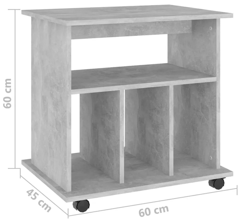 Ντουλάπι Τροχήλατο Γκρι Σκυρ. 60 x 45 x 60 εκ. από Επεξ. Ξύλο - Γκρι