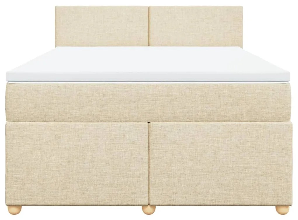 Κρεβάτι Boxspring με Στρώμα Κρεμ 140x200 εκ. Υφασμάτινο - Κρεμ