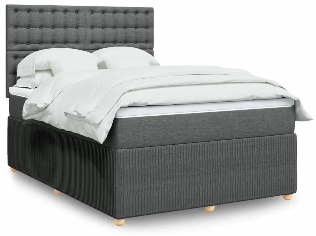 ΚΡΕΒΑΤΙ BOXSPRING ΜΕ ΣΤΡΩΜΑ ΣΚΟΥΡΟ ΓΚΡΙ 140X190 ΕΚ. ΥΦΑΣΜΑΤΙΝΟ 3292066