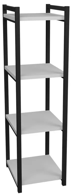 Επιδαπέδια ραφιέρα Harvey μαύρο μέταλλο και μελαμίνη σε λευκή απόχρωση 33x28x100εκ 33x28x100 εκ.