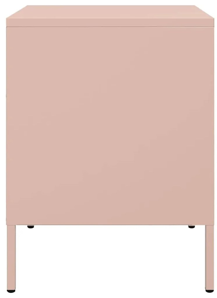 vidaXL Κομοδίνο Ροζ 36x39x50,5 εκ. από Χάλυβα