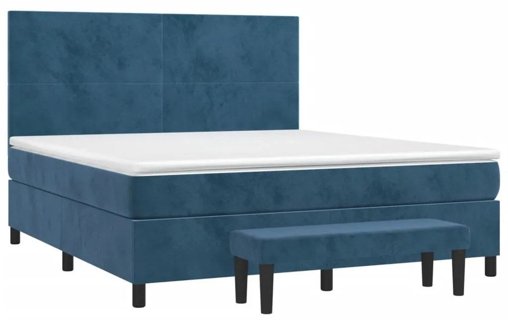 vidaXL Κρεβάτι Boxspring με Στρώμα Σκούρο Μπλε 180x200 εκ. Βελούδινο