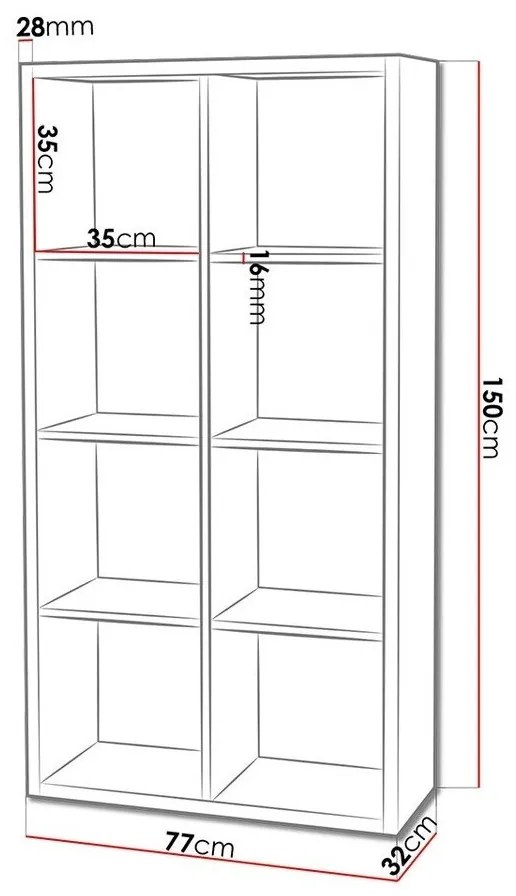 Βιβλιοθήκη Bedford A104, Ανοιχτό χωρίς τον πίσω τοίχο, Πλαστικοποιημένη μοριοσανίδα, 150x77x32cm, 42 kg, Άσπρο | Epipla1.gr