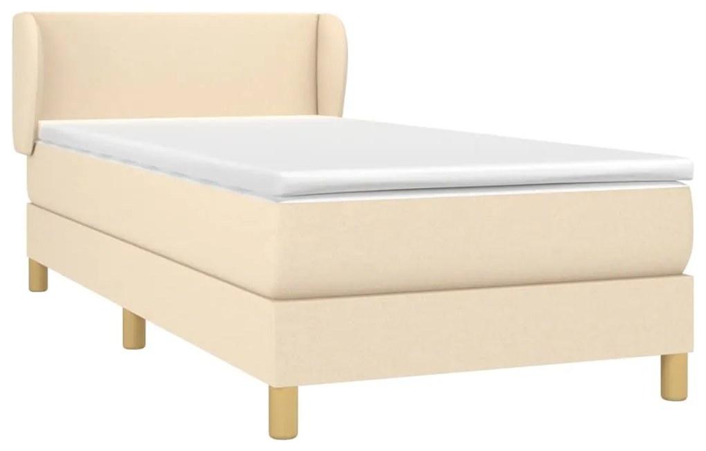 Κρεβάτι Boxspring με Στρώμα Κρεμ 90x190 εκ.Υφασμάτινο - Κρεμ