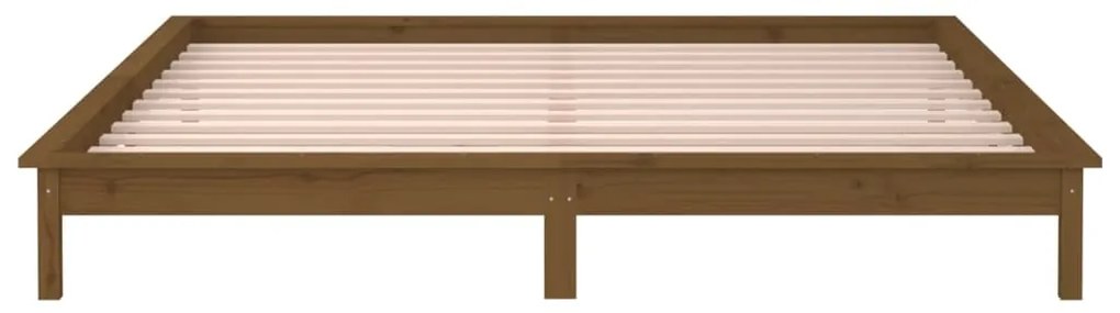 vidaXL Πλαίσιο Κρεβατιού LED Μελί 120x190 εκ. Μικρό Διπλό Μασίφ Ξύλο