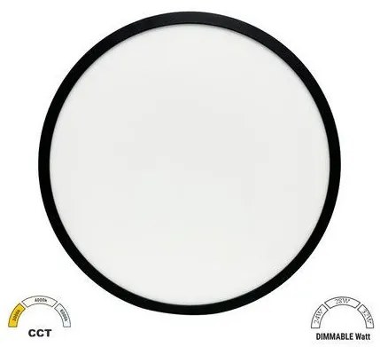 Πλαφονιέρα στρογγυλή Led Πολυκαρμπονική(PC) D:383mm Lumen-21-383321-Μαύρο 21-383321