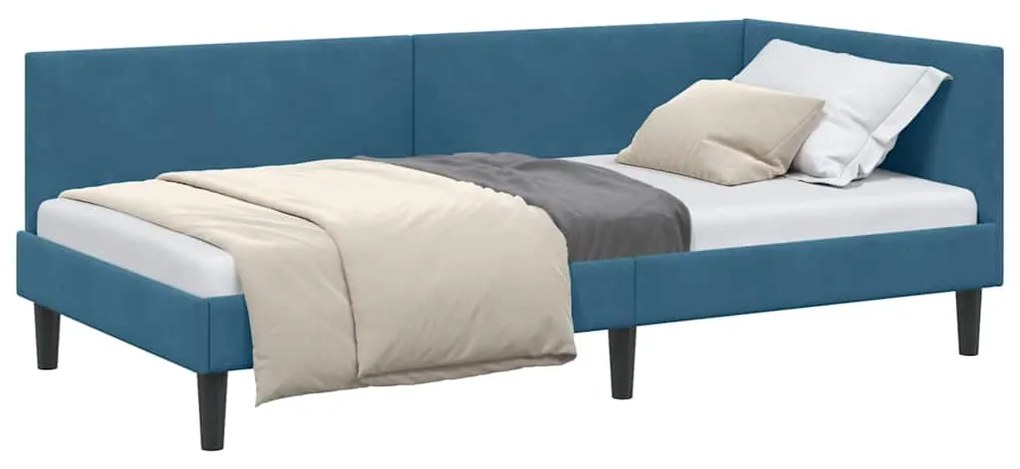 vidaXL Κρεβάτι Γωνίας Μπλε 80 x 200 cm Βελούδο και Εργοστασιακό ξύλο