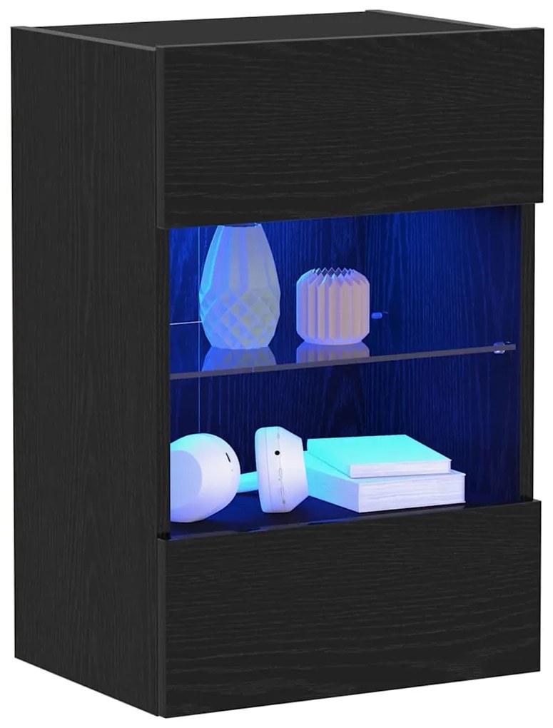 vidaXL Σετ επίπλου τηλεόρασης Επιτοίχιο 2 pcs Μαύρο 40 x 30 x 60,5 cm