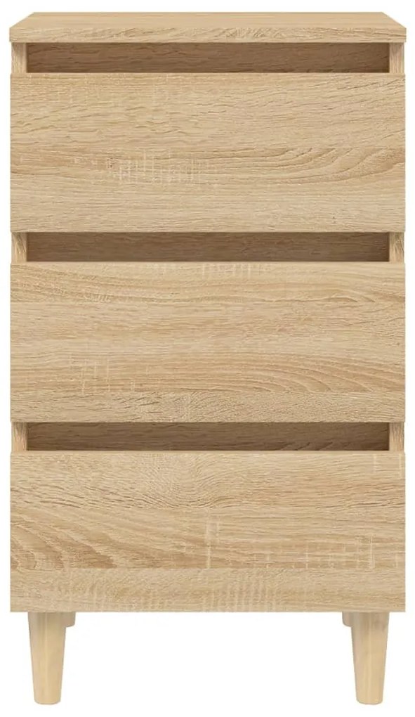 vidaXL Κομοδίνο Sonoma Δρυς 40 x 35 x 69 εκ. με Μασίφ Ξύλινα Πόδια