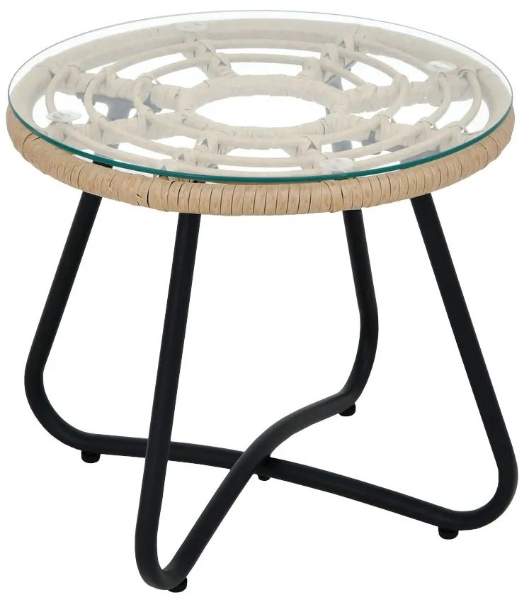 Τραπέζι Κήπου ArteLibre HOWARD Φυσικό/Μαύρο Μέταλλο/Rattan Φ45x40cm-14510013