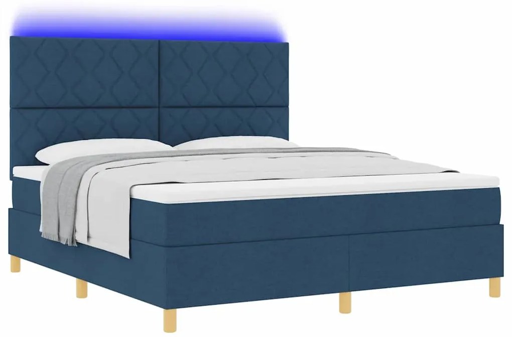 vidaXL Κρεβάτι με ελατήρια με στρώμα Μπλε 180 x 200 cm ύφασμα