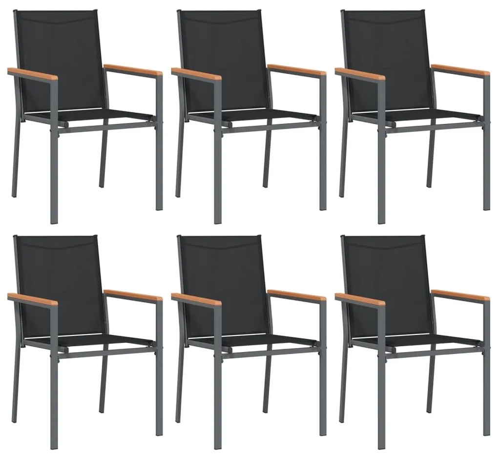 vidaXL Καρέκλες Κήπου 6 τεμ. Μαύρες 55x61,5x90 εκ από Textilene/Ατσάλι
