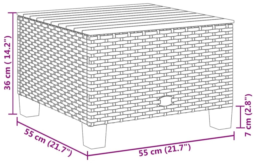 Τραπέζι Κήπου Γκρι 55x55x36 εκ. Συνθετικό Ρατάν/Ξύλο Ακακίας - Γκρι