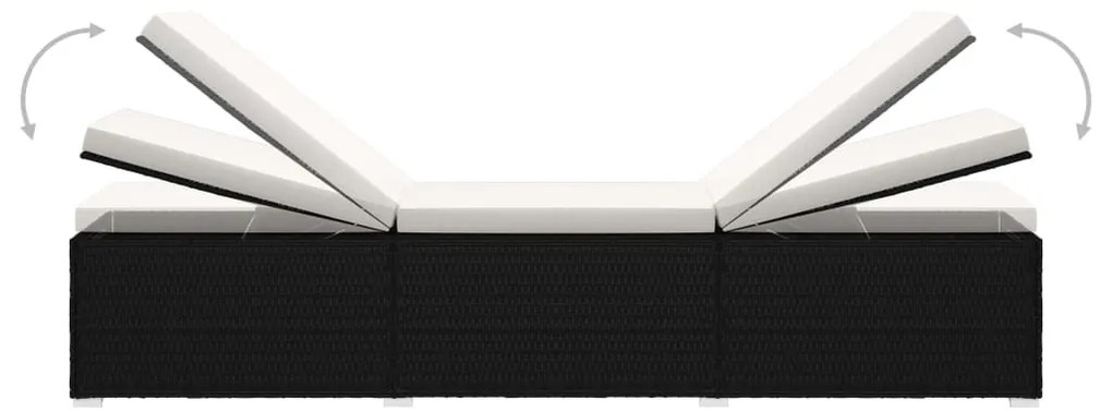 vidaXL Ξαπλώστρα Λευκό Κρεμ από Συνθετ. Ρατάν με Μαξιλάρι &amp; Τραπεζάκι