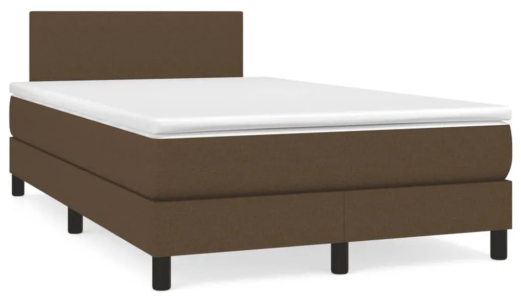 Κρεβάτι Boxspring με Στρώμα Σκούρο Καφέ 120x190 εκ Υφασμάτινο - Καφέ