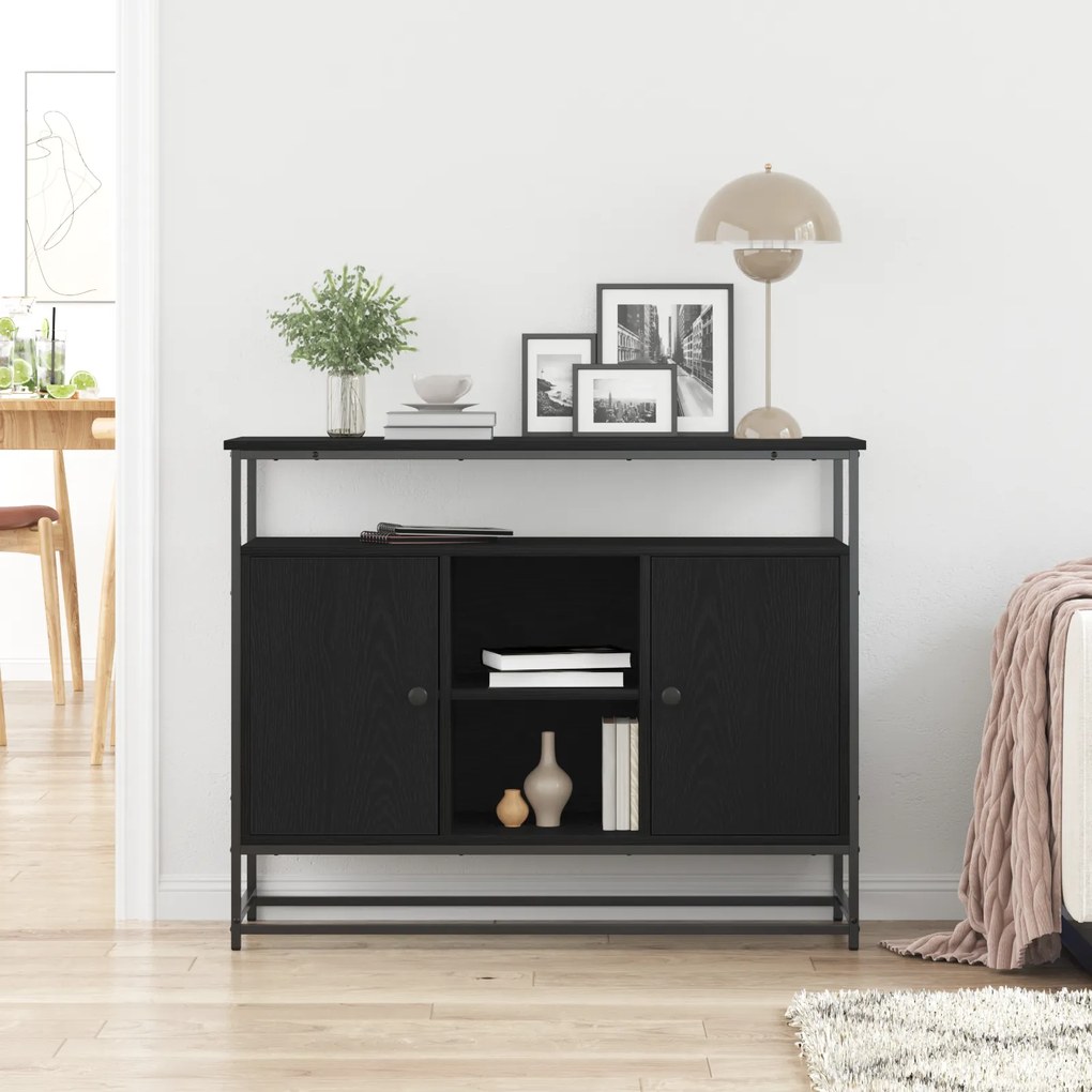 vidaXL Μπουφές Μαύρο Δρυς 100x35x80 εκ. Επεξεργασμένο Ξύλο και Ατσάλι