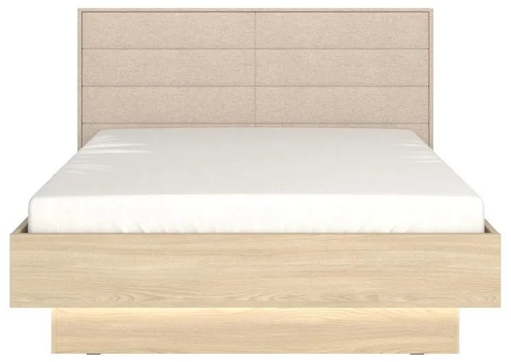 Επενδυμένο Κρεβάτι ARBELA Διπλό MD Light Port Oak με Μπέζ Ύφασμα 160x200εκ. 178x213x115 εκ.