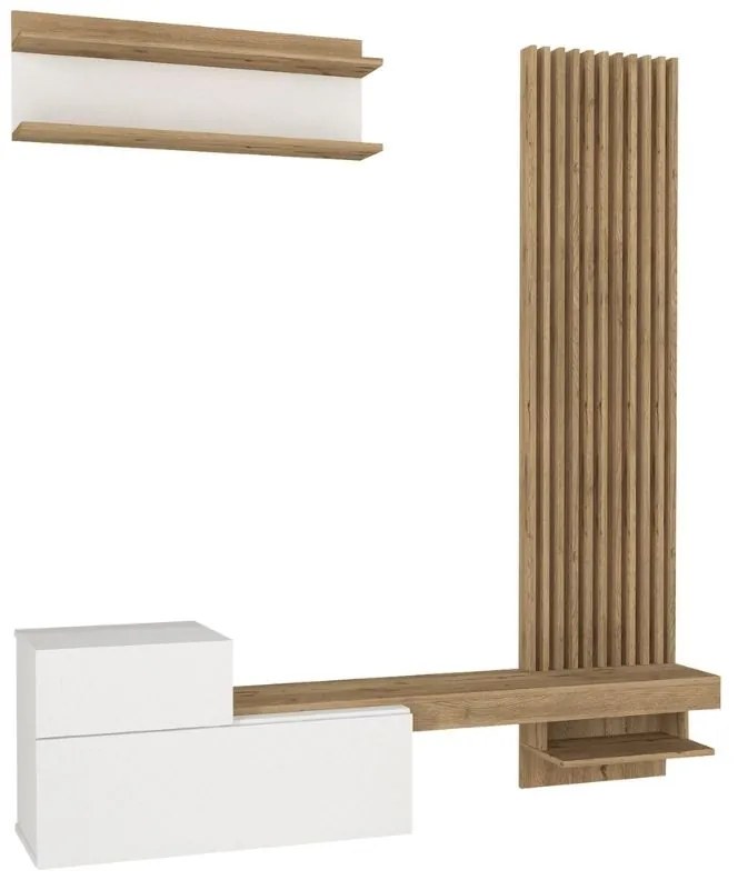 Σύνθεση τηλεόρασης Dumont Megapap χρώμα λευκό - sepet oak 180x36,8x200εκ.