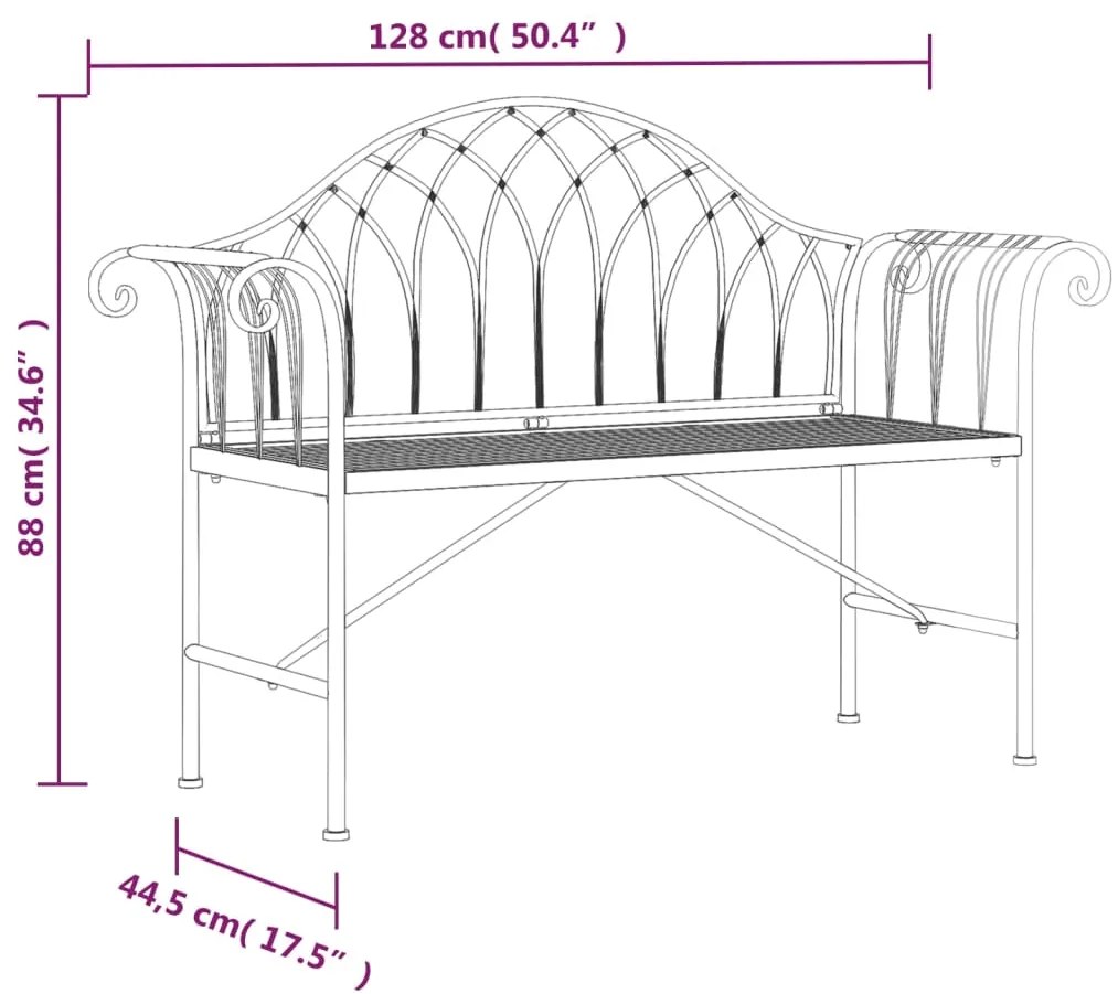 vidaXL Παγκάκι Κήπου Διθέσιο Μαύρο 128 εκ. από Ατσάλι