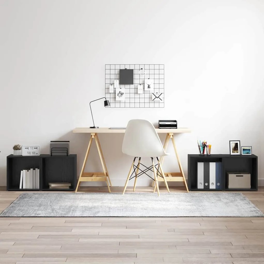 vidaXL Βάση τηλεόρασης - 4 τεμ, Μαύρη βελανιδιά, 37x35x37 εκ, Ξύλινη κατασκευή