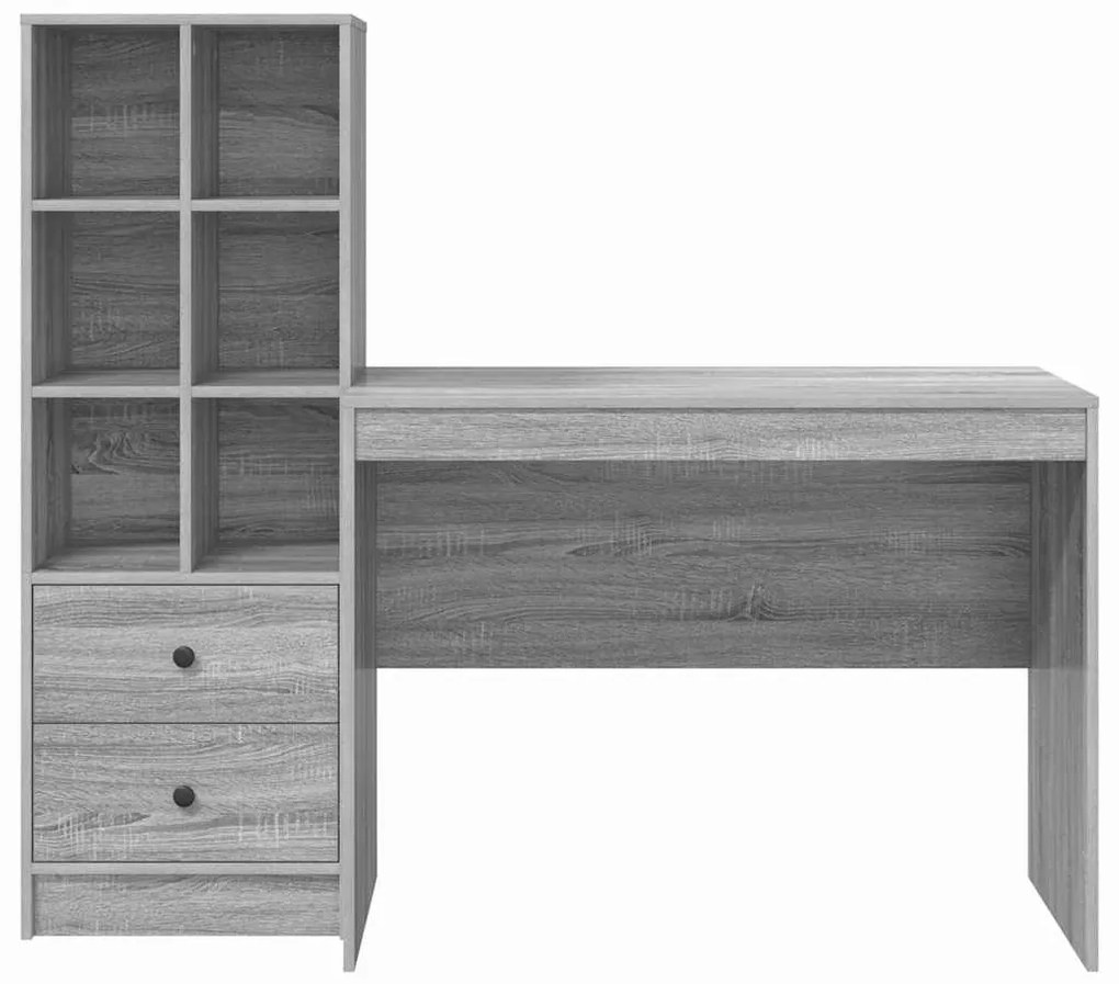vidaXL Γραφείο με αποθηκευτικό χώρο με συρτάρι 2 pcs Γκρι sonoma
