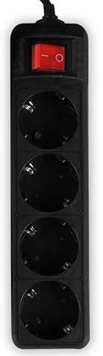 LAMTECH POWER STRIP WITH SWITCH 4 OUTLETS BLACK