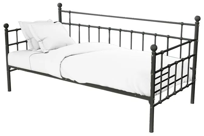 Κρεβάτι-Καναπές Havelock μαύρο μεταλλικό 90x190x98εκ 197.6x95.7x98 εκ.