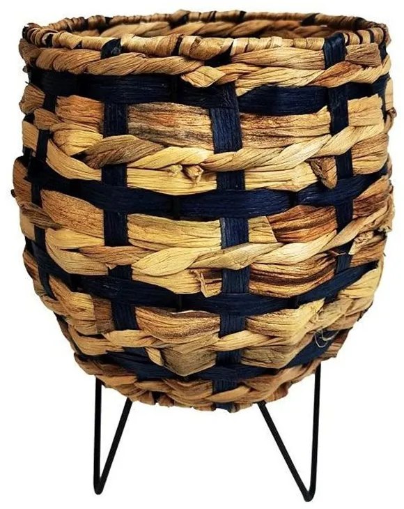 Φανάρι Ψάθινο L LUG111 Φ23x28cm Black-Beige Espiel Μέταλλο,Ψάθα