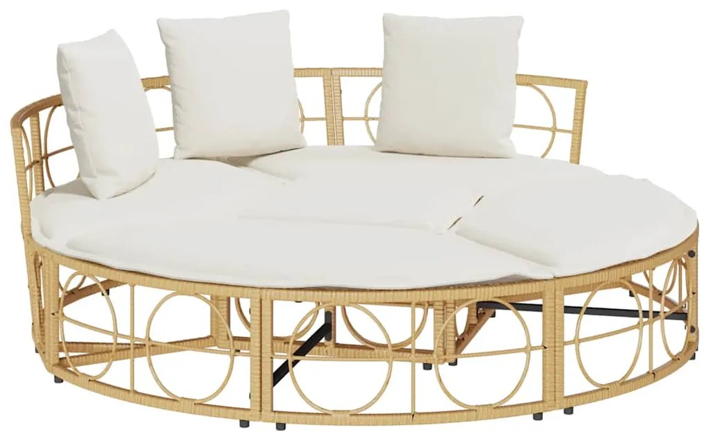 vidaXL Εξωτερική Lounge κρεβάτι χωρίς θόλο Poly Rattan