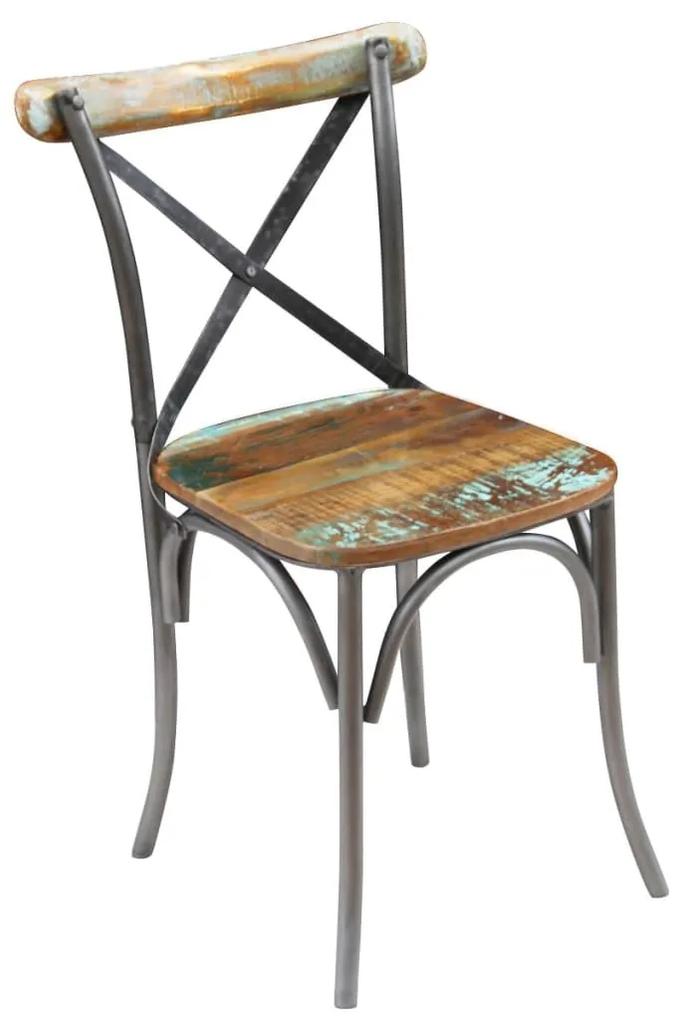 Καρέκλες Τραπεζαρίας 4 τεμ. από Μασίφ Ανακυκλωμένο Ξύλο - Πολύχρωμο