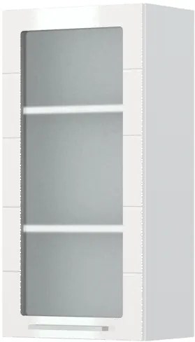 Ντουλάπι κρεμαστό Hudson V9-45-1KS με βιτρίνα-Λευκό - Λευκό γυαλιστερό - 45.00Χ32.00Χ91.00cm
