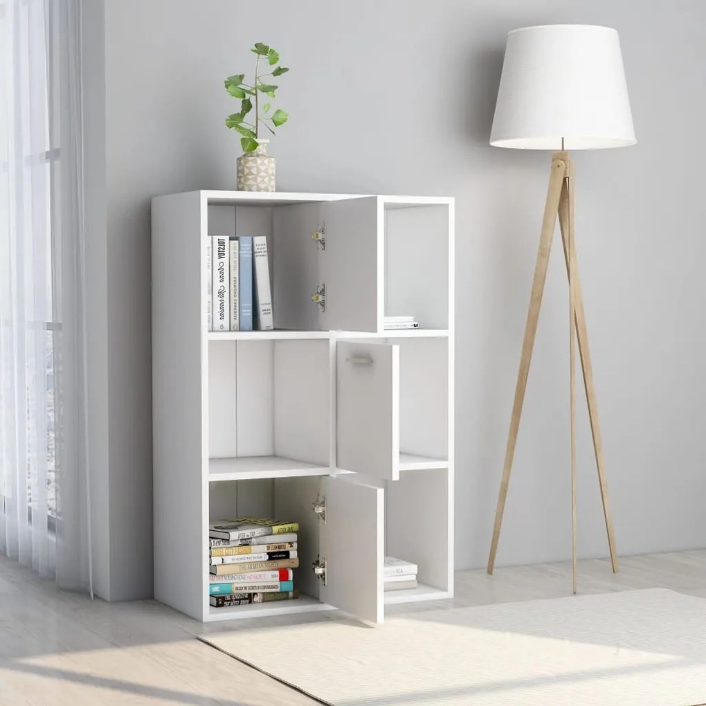 vidaXL Ραφιέρα με Ντουλάπια Λευκή 60 x 29,5 x 90 εκ. από Επεξ. Ξύλο