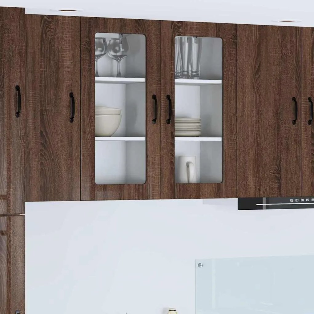 vidaXL Κρεμαστό ντουλάπι κουζίνας με ράφι Καφέ δρυς 40 x 31 x 80 εκ.