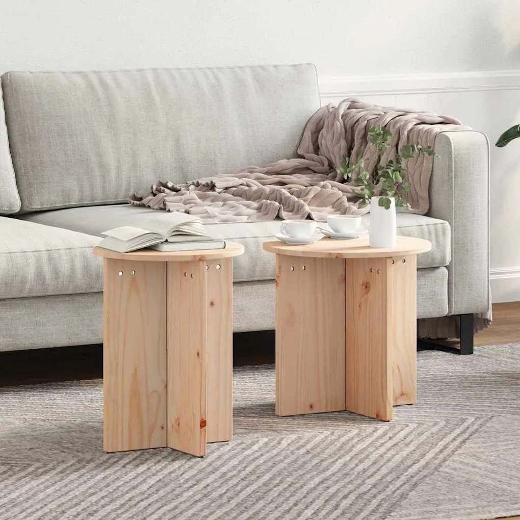 vidaXL Τραπεζάκι σαλονιού 2 pcs Φυσικό 41.5 x 41.5 x 41 εκ.