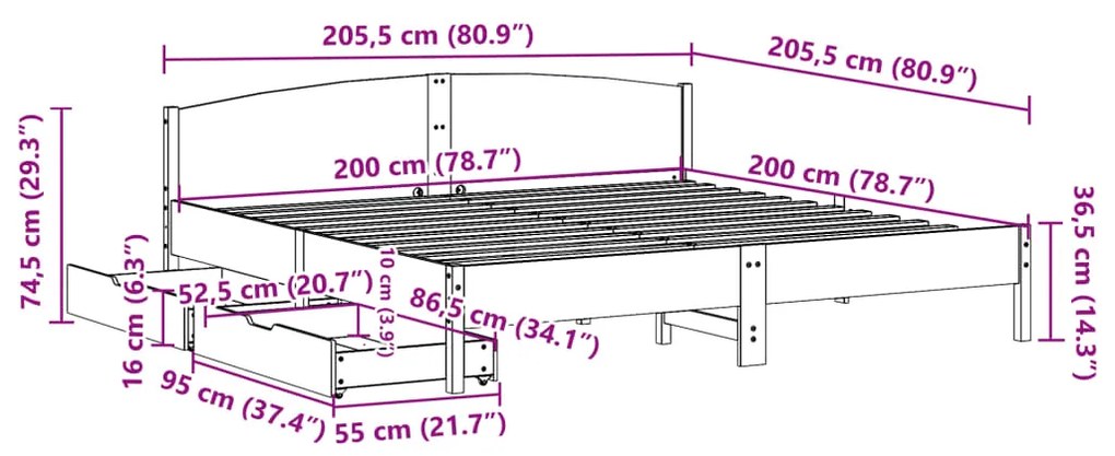 ΣΚΕΛΕΤΟΣ ΚΡΕΒ. ΧΩΡΙΣ ΣΤΡΩΜΑ ΚΑΦΕ ΚΕΡΙΟΥ 200X200 ΕΚ ΜΑΣΙΦ ΠΕΥΚΟ 3301817