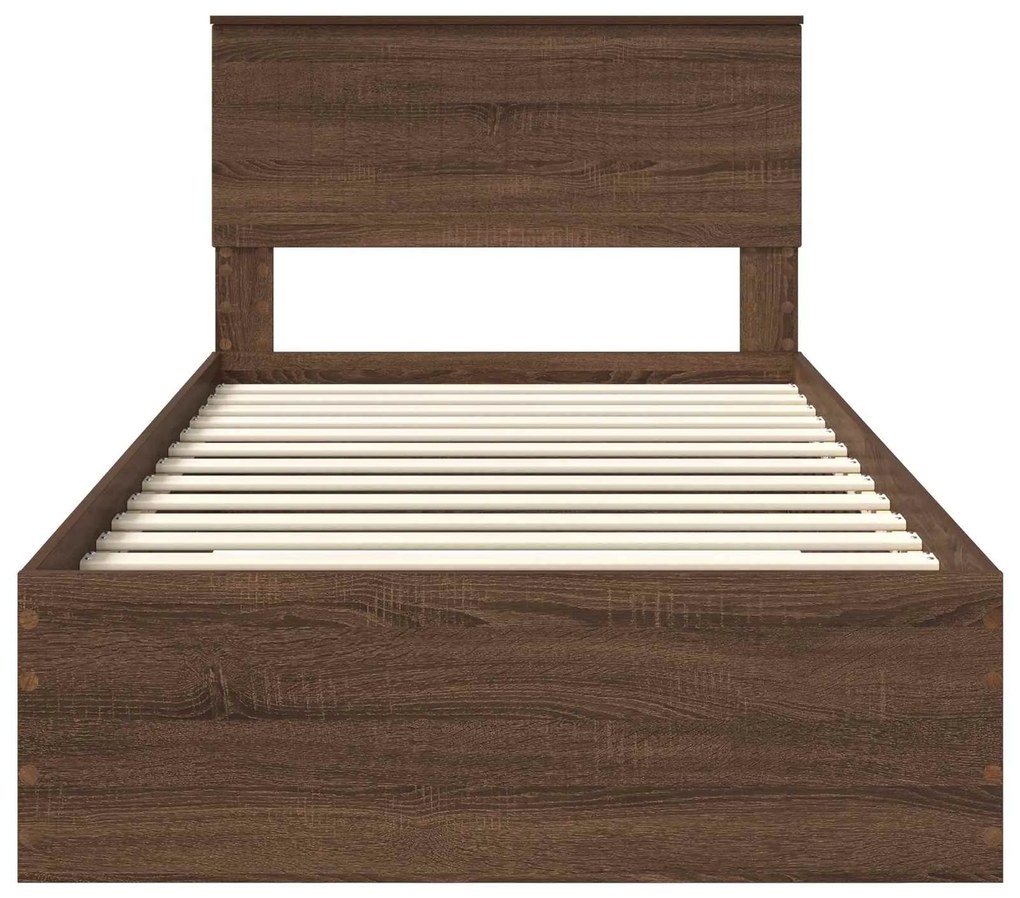 vidaXL Σκελετός Κρεβατιού Καφέ Δρύινο και Ασημί 100 x 200 cm