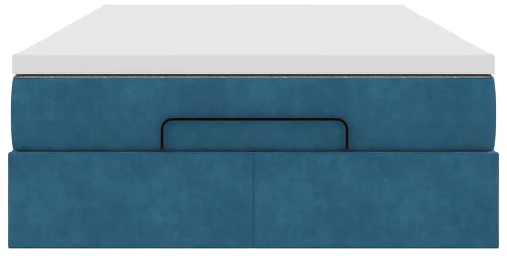 vidaXL Οθωμανικό κρεβάτι με στρώμα Σκούρο μπλε 120x200cm Velvet