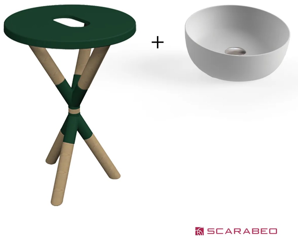 Scarabeo Cross 2501F0-9855 Musk (Πράσινο Ματ) Πάγκος Με Νιπτήρα Glam Pearl Ø39εκ.