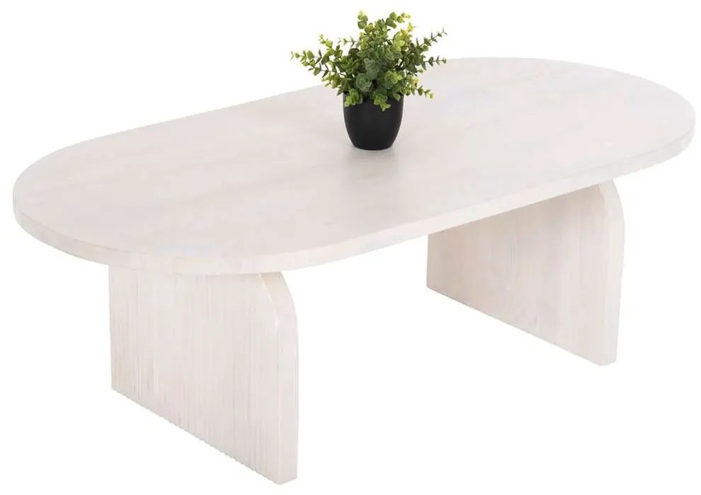 Τραπέζι Σαλονιού Οβάλ Honky HM9691 120x60x40cm Από Μασίφ Mango Ξύλο White Wood