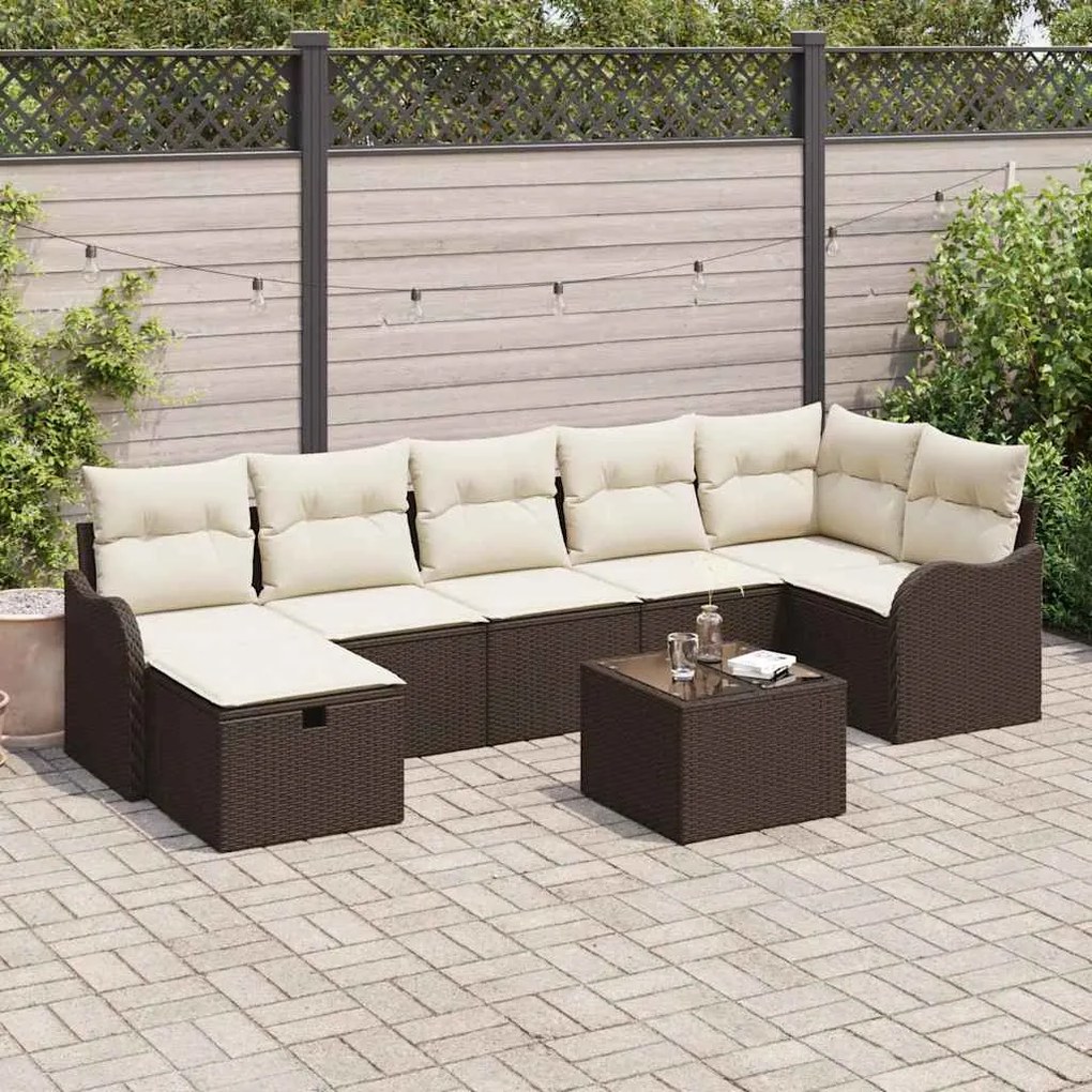 vidaXL Σετ Καναπέ Κήπου 8 pcs Καφέ και κρεμ 287.5 x 122.5 x 85 cm