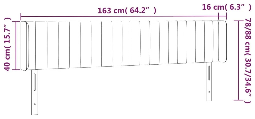 Κεφαλάρι Κρεβατιού LED Ανοιχτό Γκρι 163x16x78/88 εκ. Βελούδινο 3123528