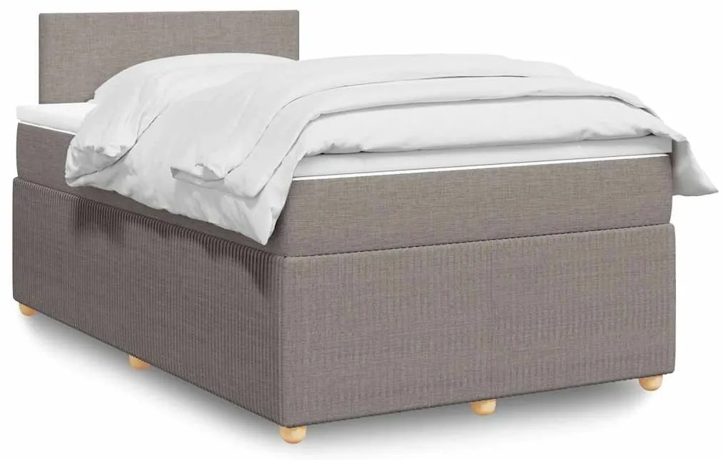 vidaXL Κρεβάτι Boxspring με Στρώμα Taupe 120x190 εκ. Υφασμάτινο