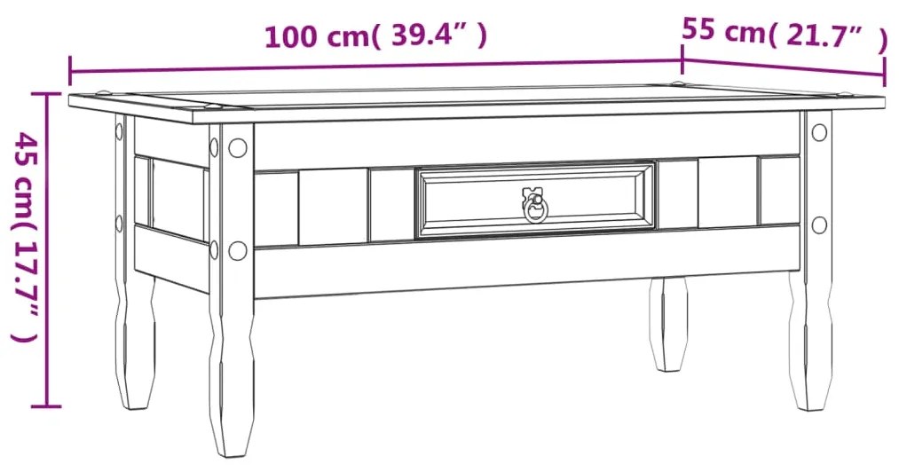 Τραπέζι Σαλονιού Μεξικ. Στιλ Corona Λευκό 100x55x45 εκ. Πεύκο - Λευκό