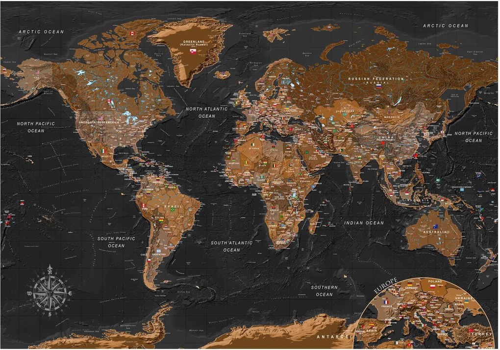 Αυτοκόλλητη φωτοταπετσαρία - World: Stylish Map - 147x105